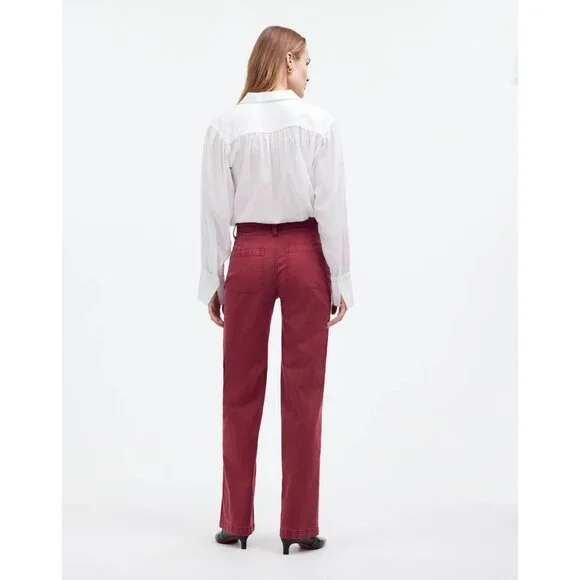 Madewell Emmett Wide-Leg Pants Women's Size 23 Claret Red Patch Pocket Edition - Picture 13 of 16
